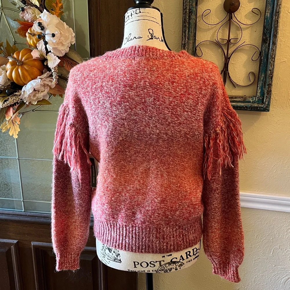 Frye & Co. Women’s Sueded Rosewood Fringe Pullover Pink Sweater Size XS NWT